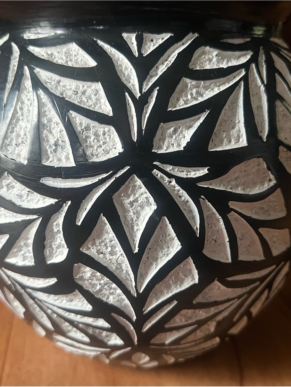 Decorative Black and White Textured Vase - Home Accents signed Luis Amador